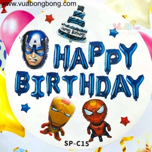 Combo set bong bóng trang trí sinh nhật siêu anh hùng happy birthday