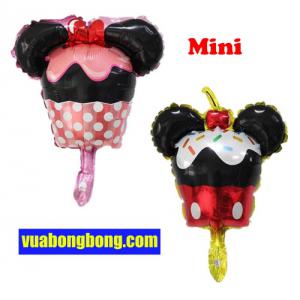 Bong bóng bánh cupcake mickey minie size mini nilon nhôm kiếng bạc