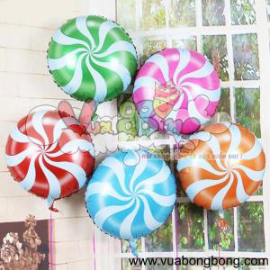 Bong bóng viên kẹo tròn Lolipop 45cm nilon nhôm kiếng bạc