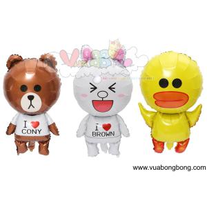 Bong bóng LINE gấu BROWN, thỏ CONY, vịt SALLY size trung