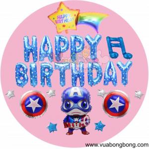 Set bong bóng anh hùng caption Happy Birthday bé trai