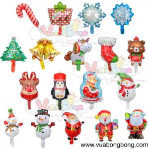 Bong bóng giáng sinh noel merry christmas size mini nilon nhôm kiếng bạc