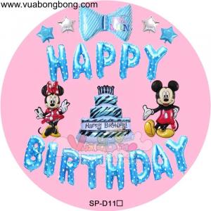 Set bong bóng Happy Birthday màu xanh chuột mickey minie