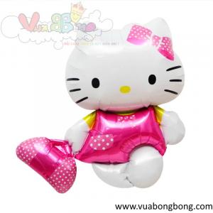 Bong bóng mèo Hello Kitty cầm túi xách nilon nhôm kiếng bạc