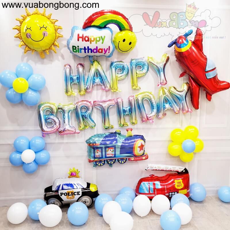 Set bong bong bóng HAPPY BIRTHDAY trang trí sinh nhật cho bé trai mẫu 2