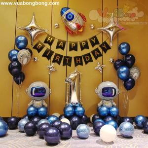 Set bong bóng phi hành gia vũ trụ trang trí sinh nhật bé trai mẫu 1