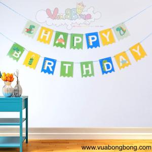 Banner dây cờ HAPPY BIRTHDAY khủng long mẫu 1
