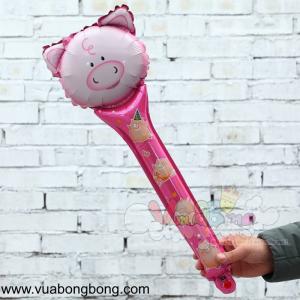 Bong bóng hình đầu heo tay cầm dài