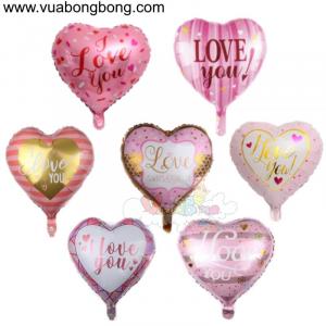 Bong bóng trái tim hồng in I LOVE YOU size 45cm 18 inche