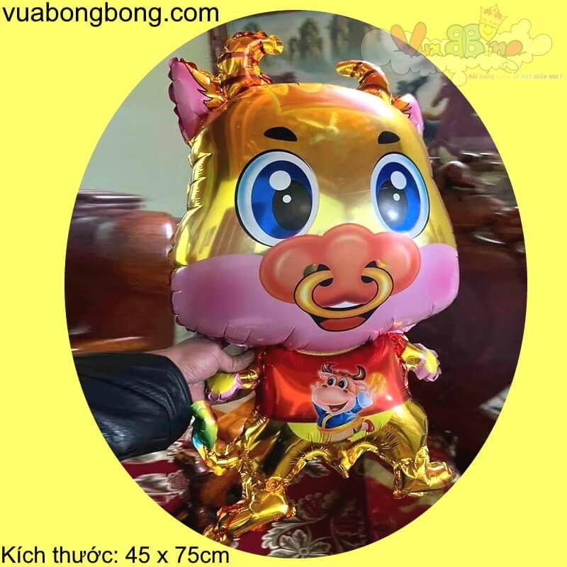 Bán bong bóng bay hình trâu bò màu vàng nhũ Vua bong bóng shop.