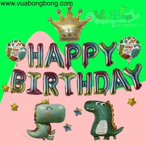 Combo set bong bóng khủng long cute hàn quốc mẫu 2 HAPPY BIRTHDAY