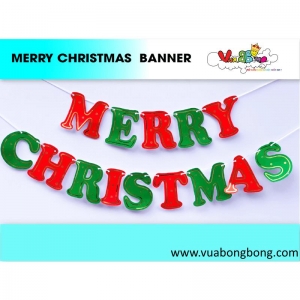 Banner giấy ép kim Merry Christmas mẫu 1