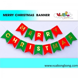 Banner giấy ép kim Merry Christmas mẫu 2