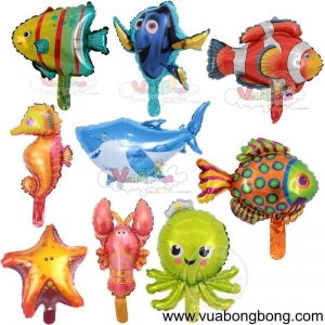 Bong bóng động vật biển tôm, cá, bạch tuộc, vv... size mini nylon nhôm kính bạc