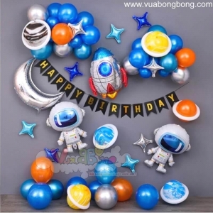 Set bong bóng phi hành gia vũ trụ trang trí sinh nhật bé trai mẫu 3