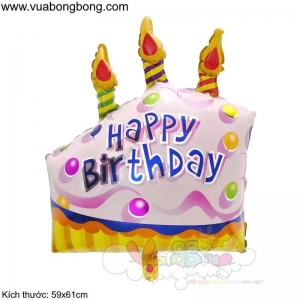 Bong bóng bánh kem cup cake HAPPY BIRTHDAY 3 nến