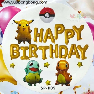 Combo Set bong bóng trang trí sinh nhật happy birthday pokemon