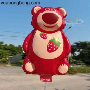 Bong bóng gấu dâu Lotso mập nẹp van gắn que