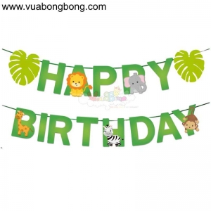 Dây treo banner Happy birthday rừng xanh