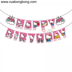 Dây treo banner Happy birthday hello kitty