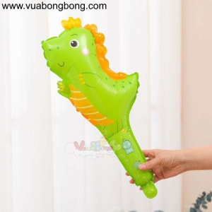 Bong bóng khủng long xanh thanh cây gậy tay cầm dài