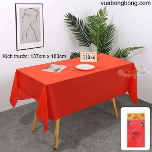 Khăn trải bàn dùng 1 lần nhựa mỏng màu đơn sắc chống thấm nước 137cm x 183cm
