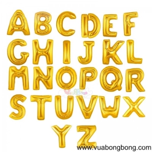 Bong bóng chữ cái vàng gold nilon nhôm kiếng bạc 16 inch 40 CM