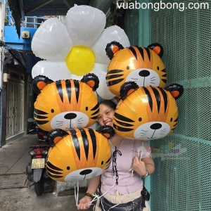 Bong bóng bay hổ và hoa cúc