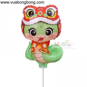 Bong bóng gắn cute xanh lá gắn que trong