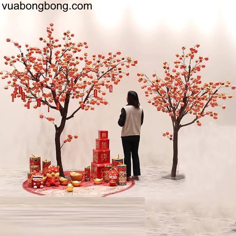 hống treo gió bong bóng cam decor tết