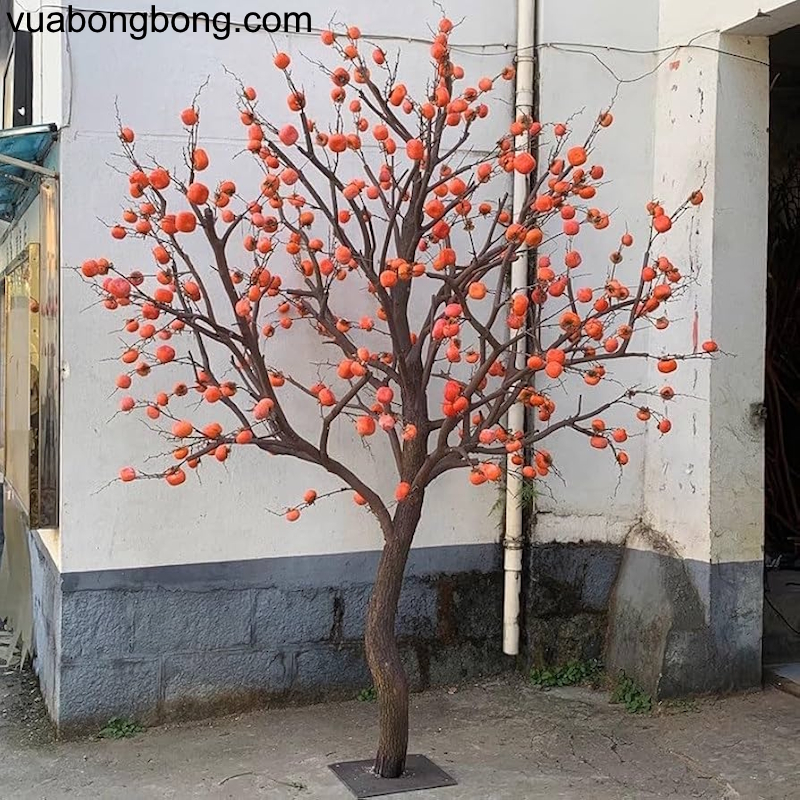 bong bóng cam làm hồng treo gió trên cây decor