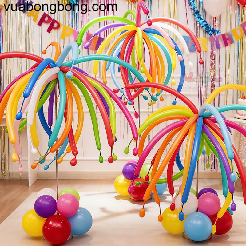 trụ inox bong bóng pháo bông hoa