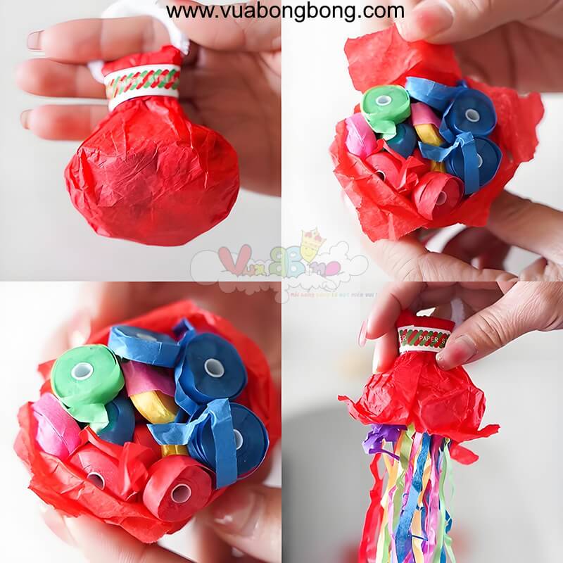 hướng dẫn sử dụng pháo dây giấy cuộn ruy bằng ném tay