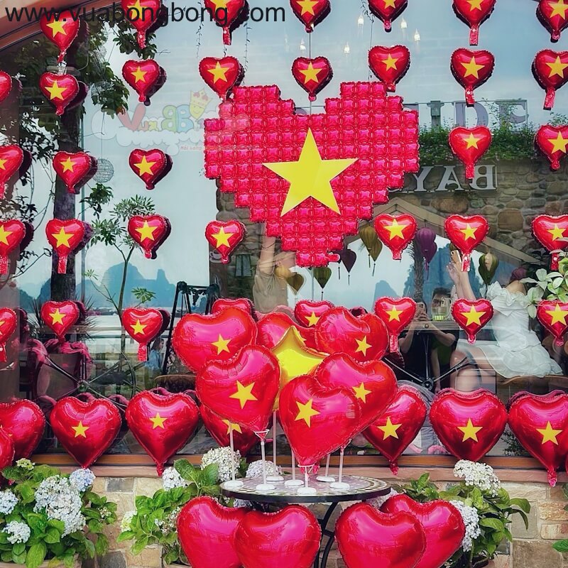 phong nền bong bóng trái đỏ sao vàng lớn