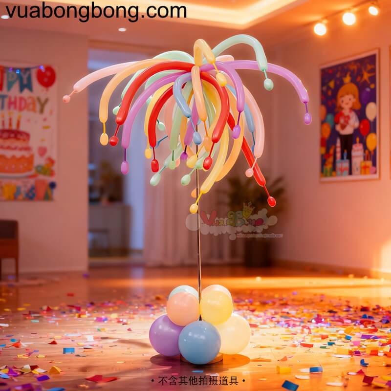 trụ pháo hoa bong bóng dài màu pastel